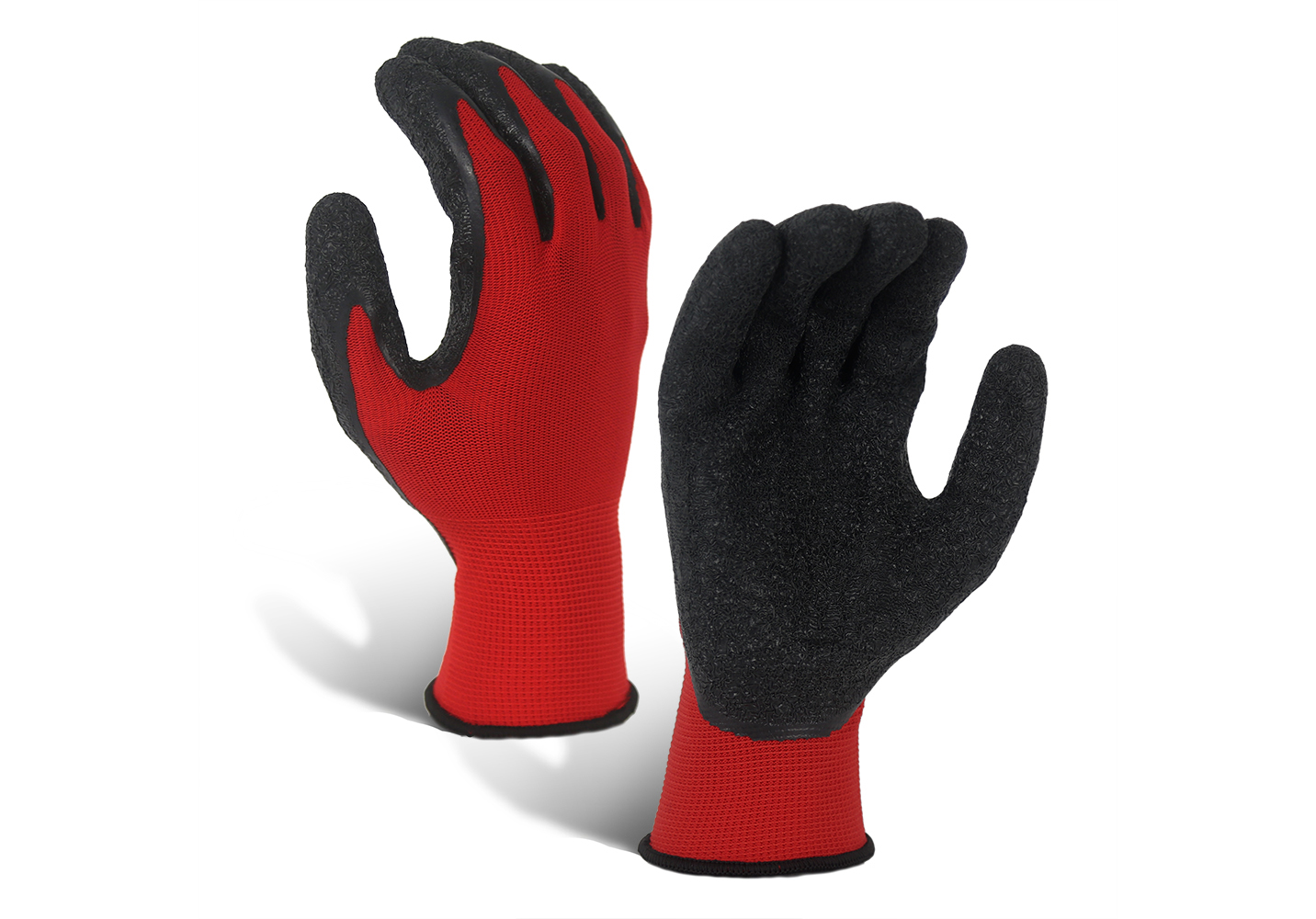 LCG-016-R Wrinkle Latex Coated Red 13G Polyester Gloves