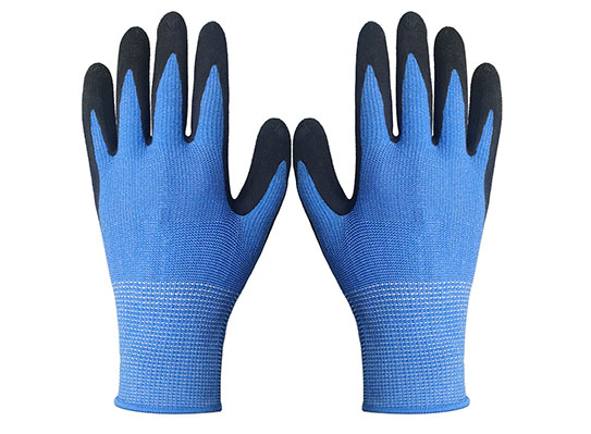 Blue String Knit Polyester Gloves for Garden Work 