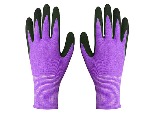 Purple String Knit Polyester Gloves for Garden Work