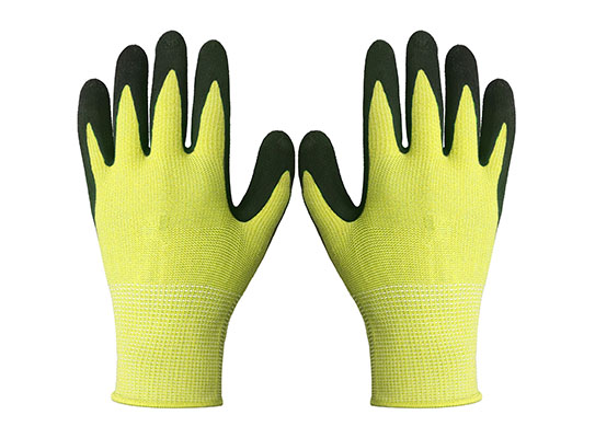 Yellow String Knit Polyester Gloves for Garden Work