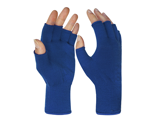 Navy Blue Fingerless Men Women Thermal Breathable Soft Merino Wool Yarn Knitted Liner Winter Warm Lining Gloves 