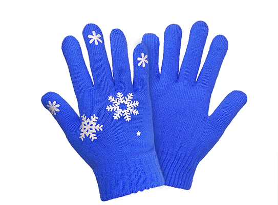 Printing Snowflake Pattern Kids Gloves Full Fingers Knitted Gloves Warm Winter for Boys and Girls with Elastic Cuff