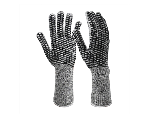 Criss-Cross Honeycomb Grip Cut Resistant Long Cuff Anti-slip Silicone Palm HPPE Knife Protection Work Safety Gloves Food Grade