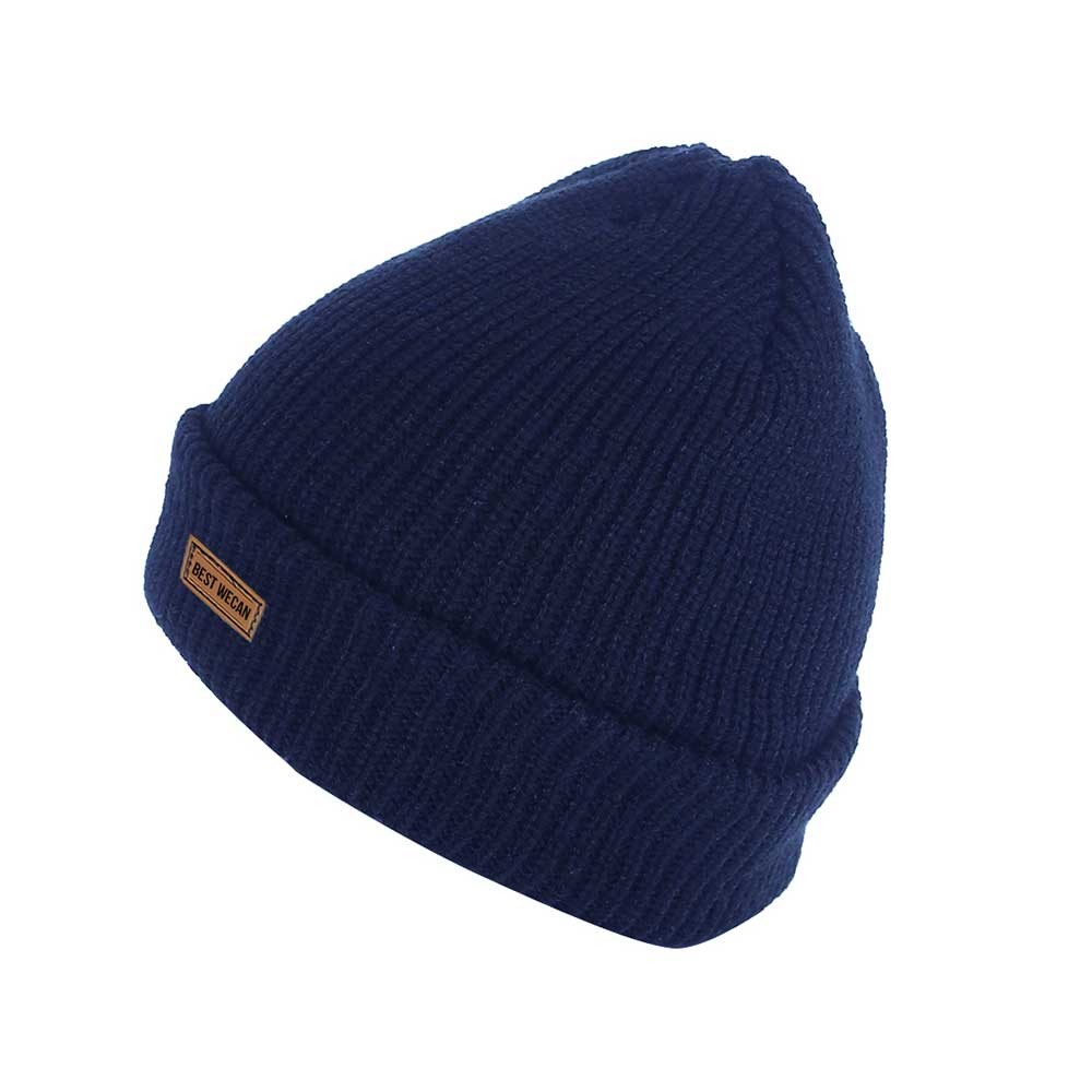Double Knit Navy Winter Acrylic Knit Hat for Run/WKH-019