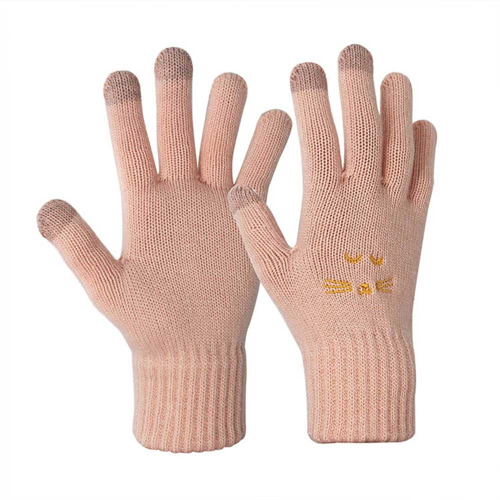 Yellow Embroidered Stretchable Touch Screen with Conductive 3 Fingertips 