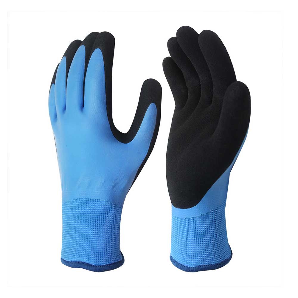 Waterproof 15G Nylon Gloves with Double Latex Coated/WPG-003