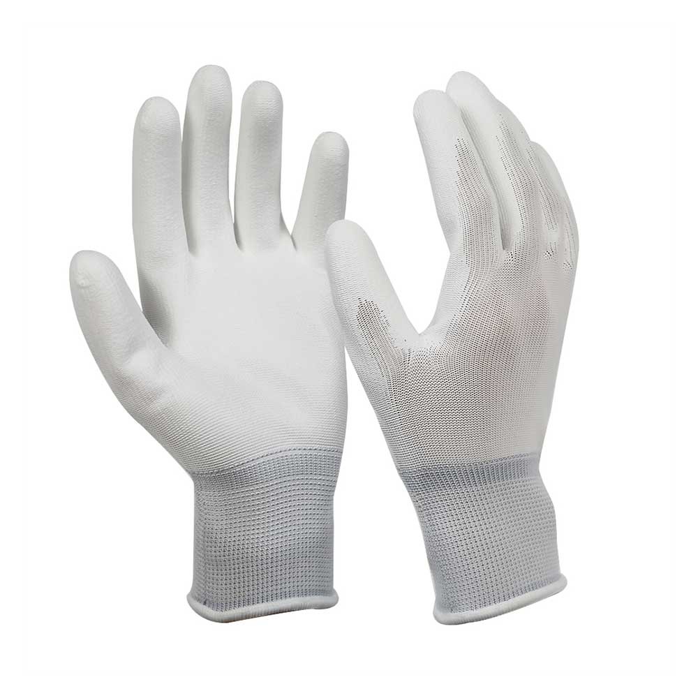 White 13G Polyester Glove with PU Coated