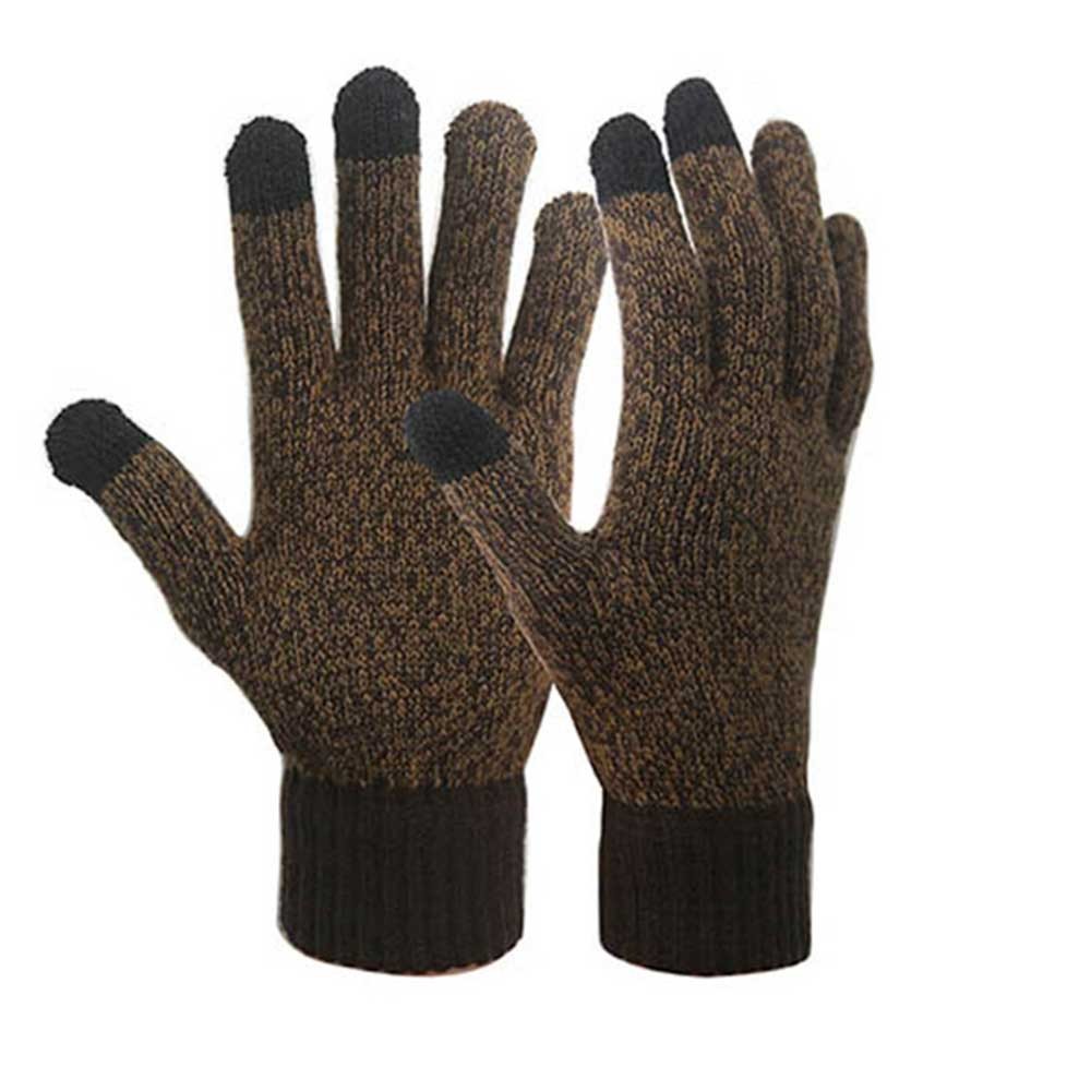 Brown 10G Conductive 3 Fingertips magic Stretch Touch Screen Gloves