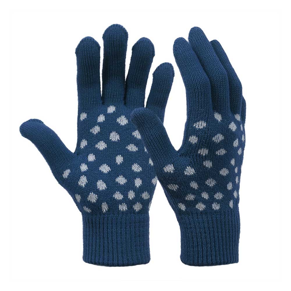 Blue Fashionable Cute Jacquard Stretch Knit Gloves for Clod 