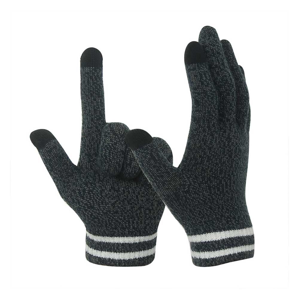 Grey 10G Conductive  2 Fingertips magic Stretch Touch Screen Gloves