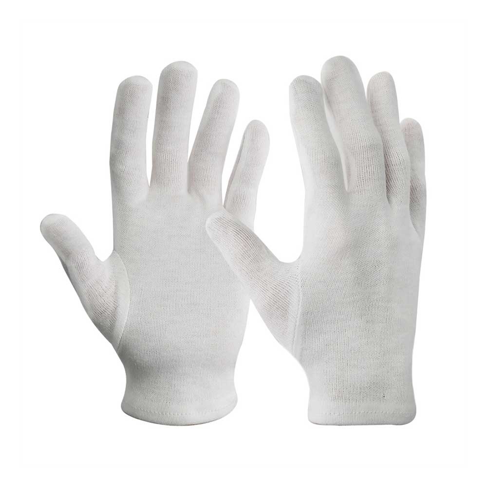 Unhemmed Cuff Light Weight 100% Cotton Knitted Gloves
