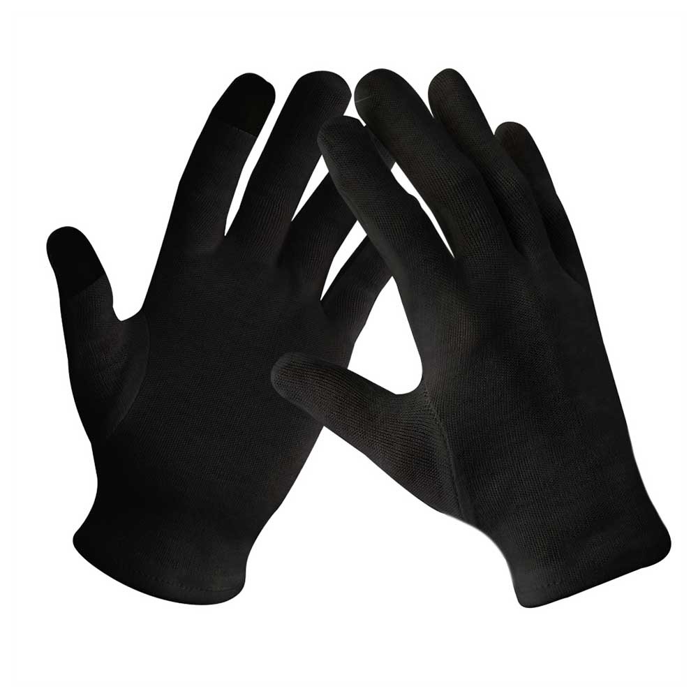 Black Color Touch Screen Antibacterial Light Weight Cotton Gloves for Driving