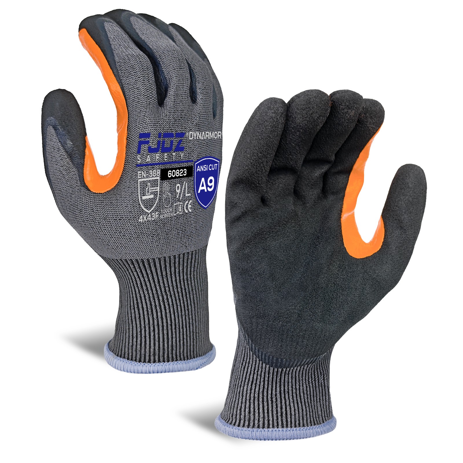 18G Nitrile Dipped Touch Screen A9 Cut Resistant Glove with Thumb Crotch Reinforced/60823